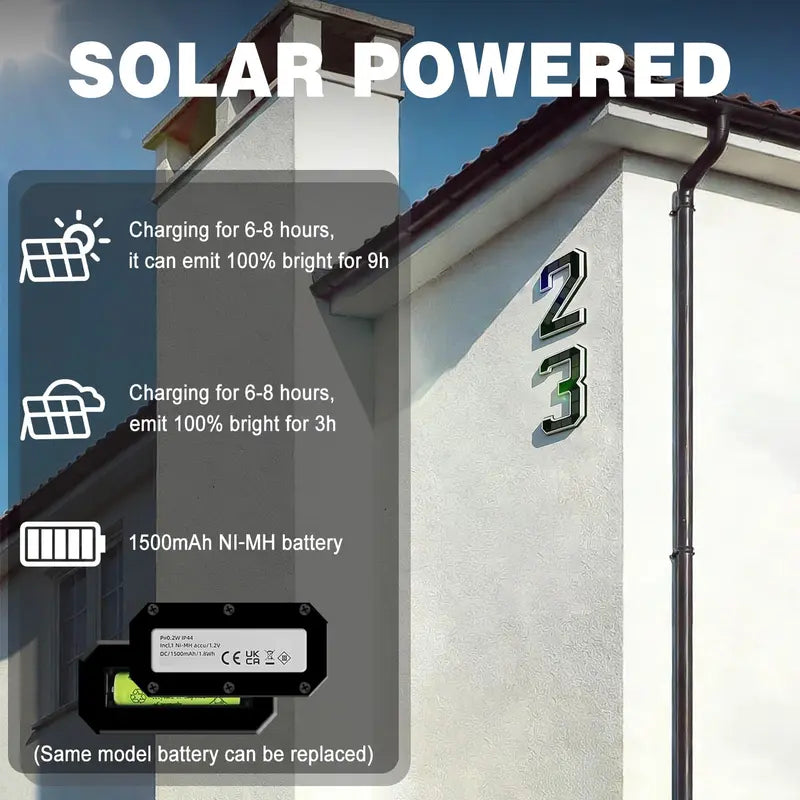 Ultra-Bright 6.7-Inch Solar Lighted House Numbers For High Night Visibility
