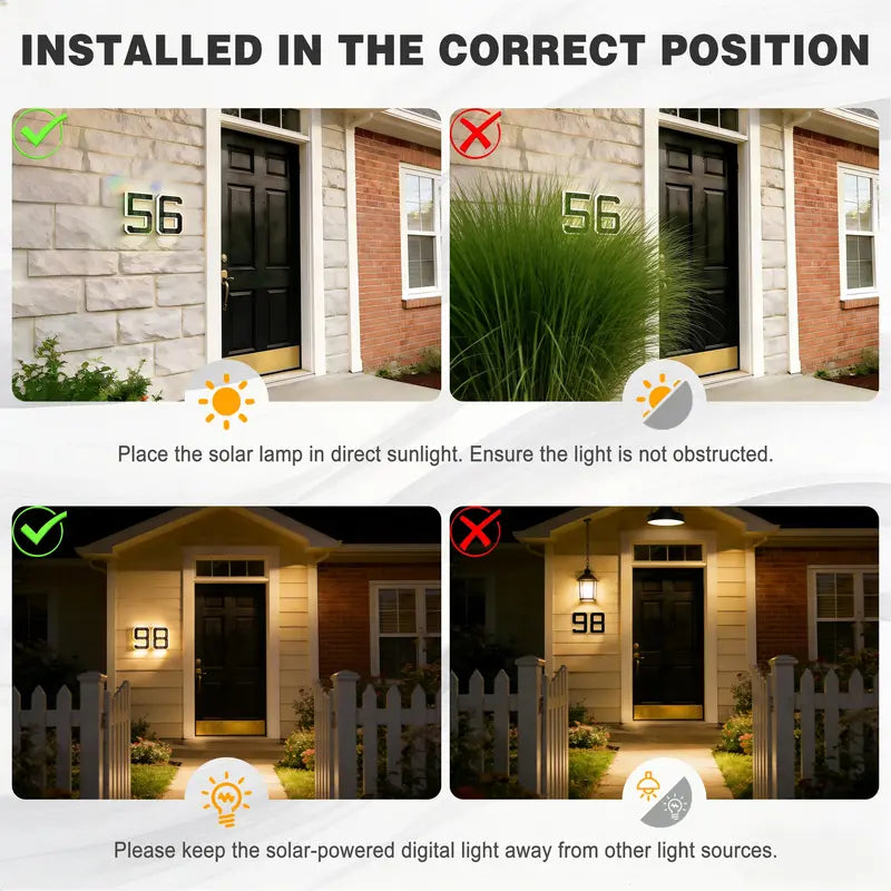 Ultra-Bright 6.7-Inch Solar Lighted House Numbers For High Night Visibility