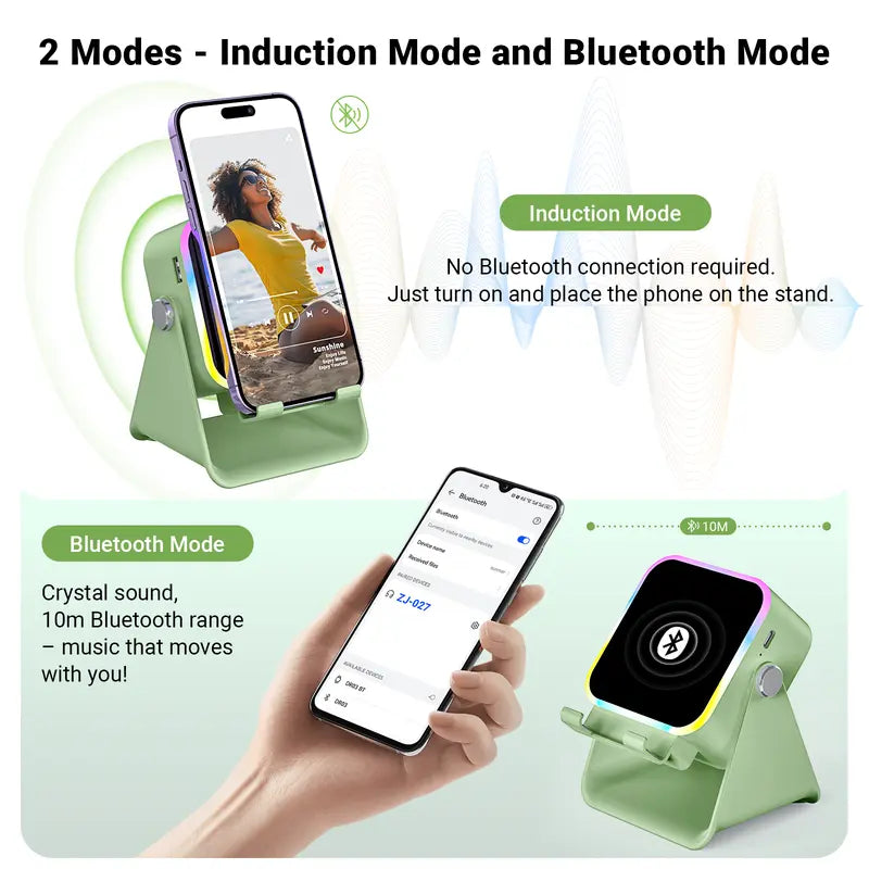 Instant Auto-Induction Speaker & 360° Rotating Phone Stand