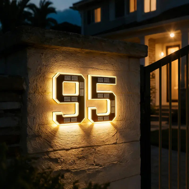 Ultra-Bright 6.7-Inch Solar Lighted House Numbers For High Night Visibility
