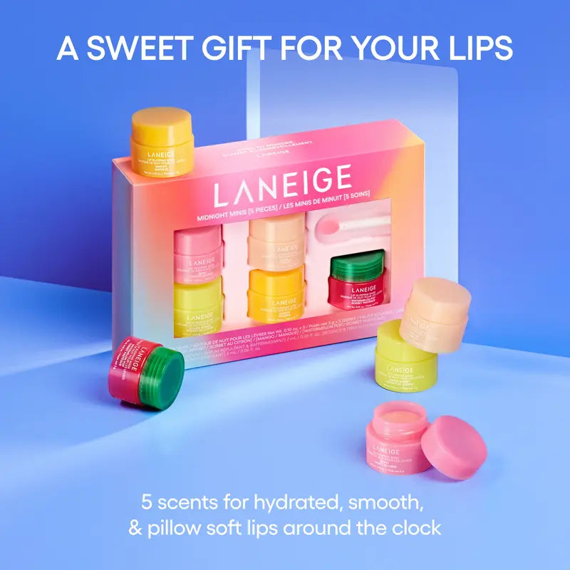 NEW Laneige Midnight Minis Hydrating Lip Sleeping Mask Treatment 5-Pc Gift Set
