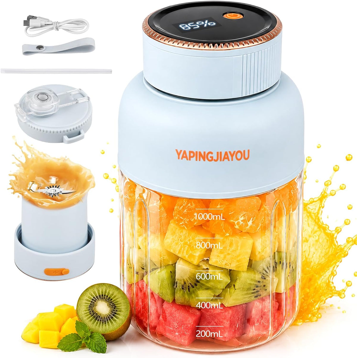 USB Rechargeable Portable Blender blue original photo 0