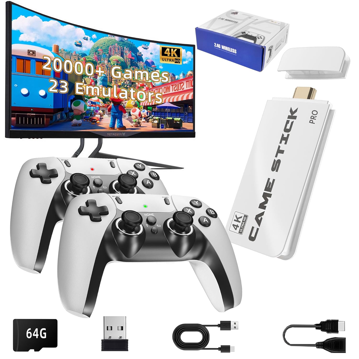 Tenlify - Nostalgia Stick Game Wireless Retro Game Console Upgrade Dual 2.4G Wireless Two Controllers
