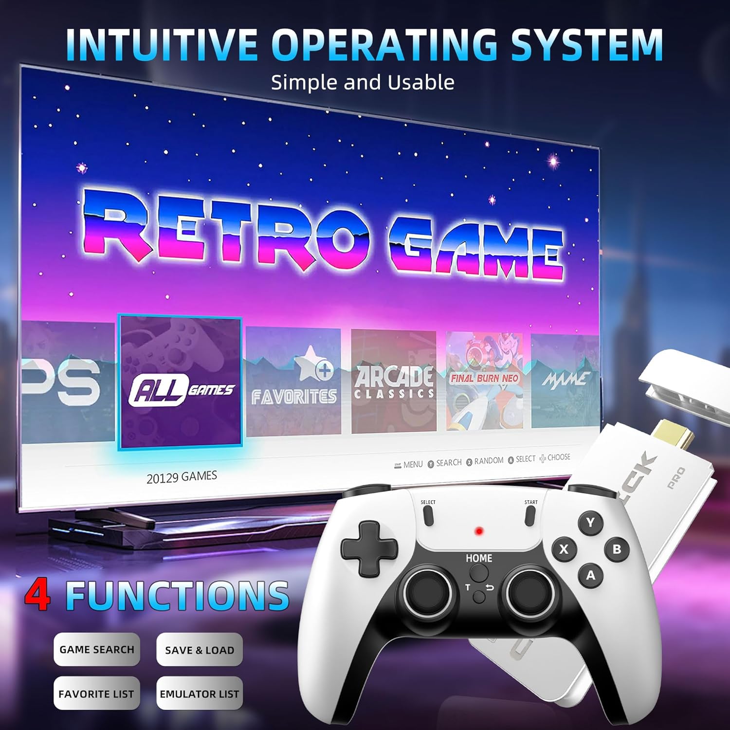 Tenlify - Nostalgia Stick Game Wireless Retro Game Console Upgrade Dual 2.4G Wireless Two Controllers