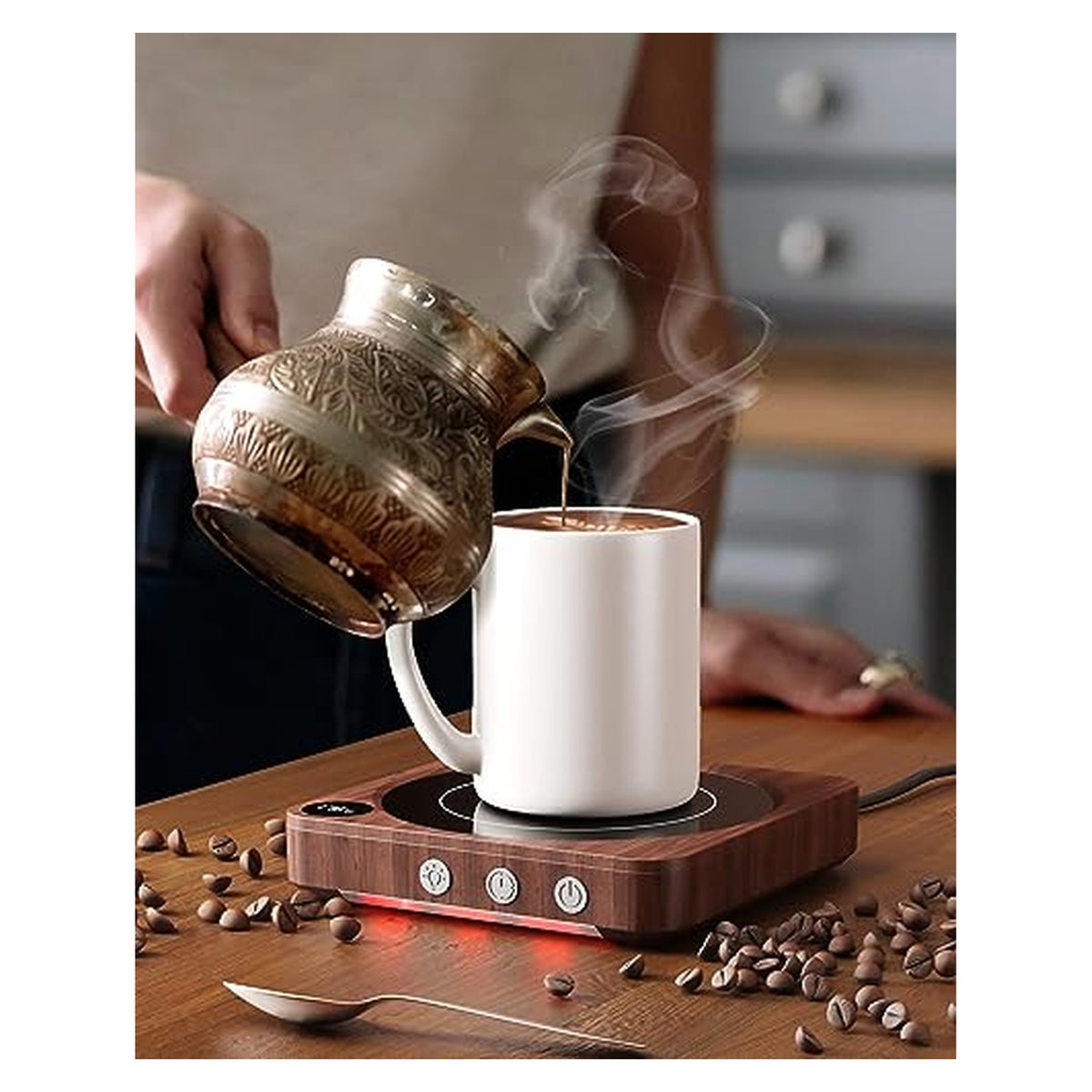 Digital Mug Warmer with Timer – Wood Finish original product photo