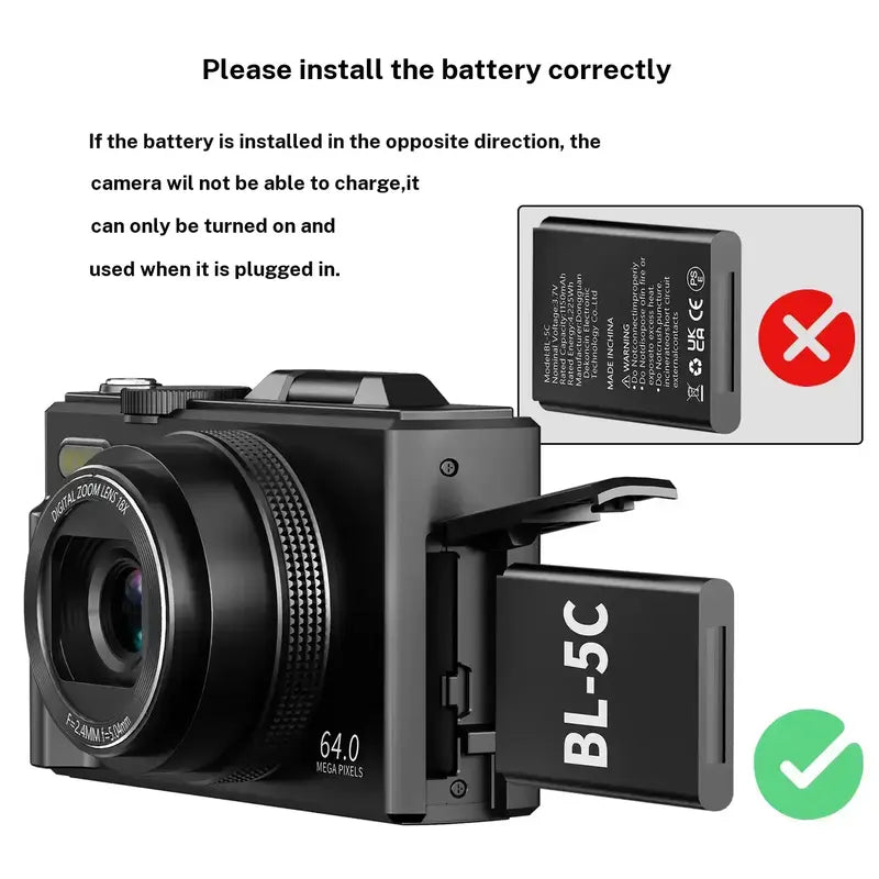 WIKICO 4K Digital Camera – 64MP, Flip Screen & Two-Battery Kit – original image 2
