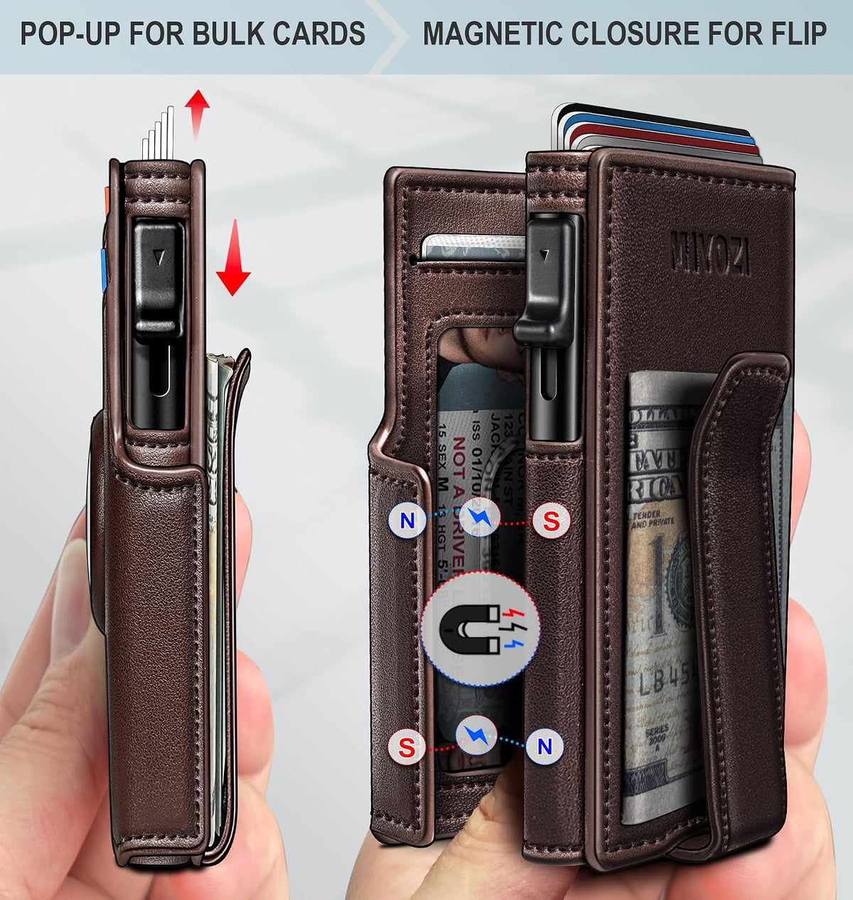 Airtag Wallet for Men,with Money Clip 10 Cards Metal Case Smart Slim Pop Up Credit Card Holder Flip with Magnetic Closure RFID Blocking wallet with Gift Box — source gallery