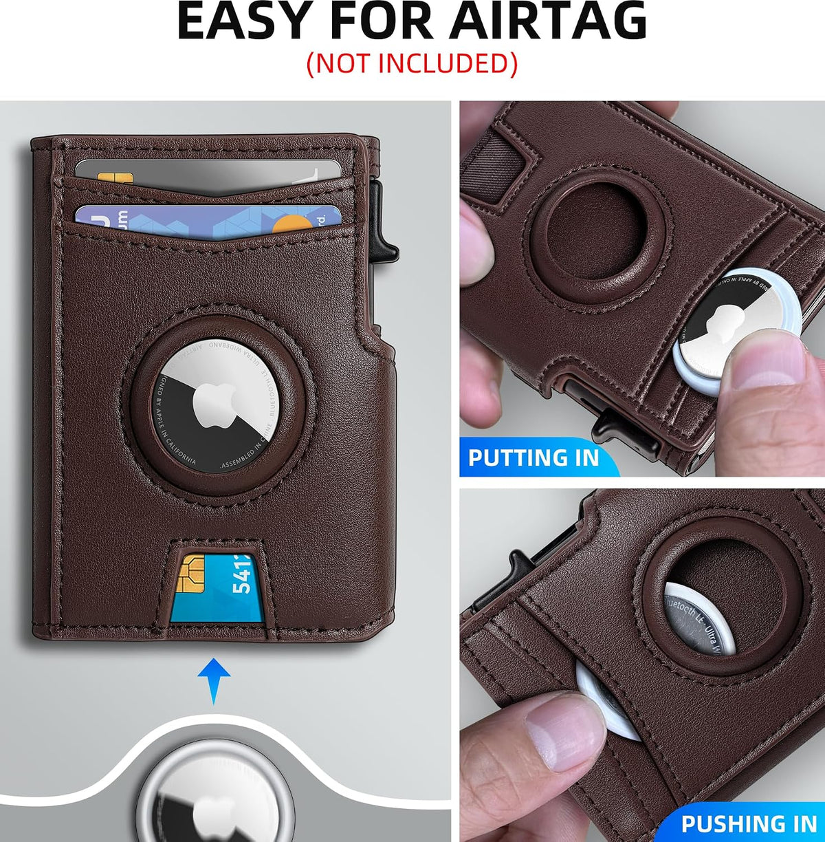 Airtag Wallet for Men,with Money Clip 10 Cards Metal Case Smart Slim Pop Up Credit Card Holder Flip with Magnetic Closure RFID Blocking wallet with Gift Box — source gallery