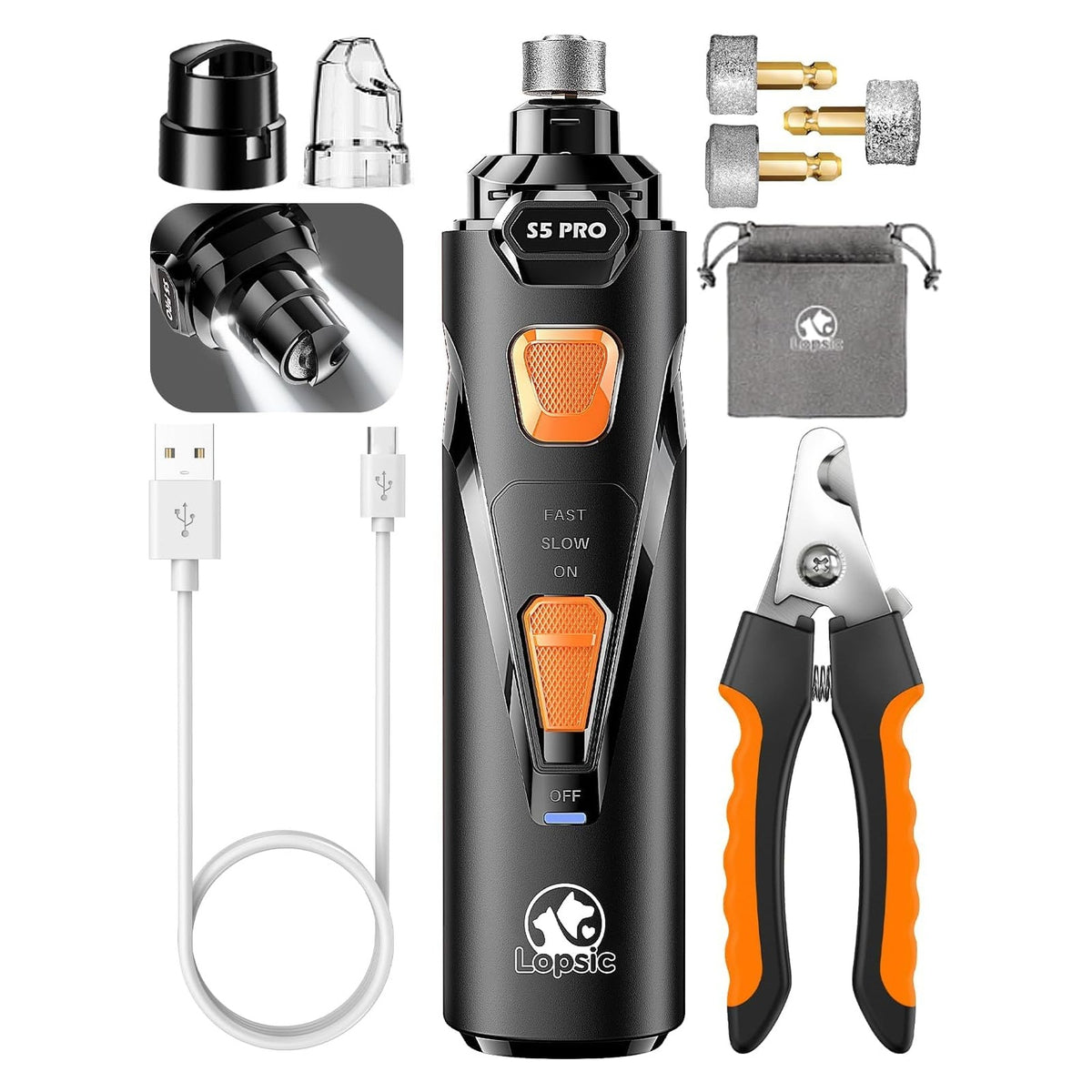 Quiet LED Dog Nail Grinder Kit – Black original product photo