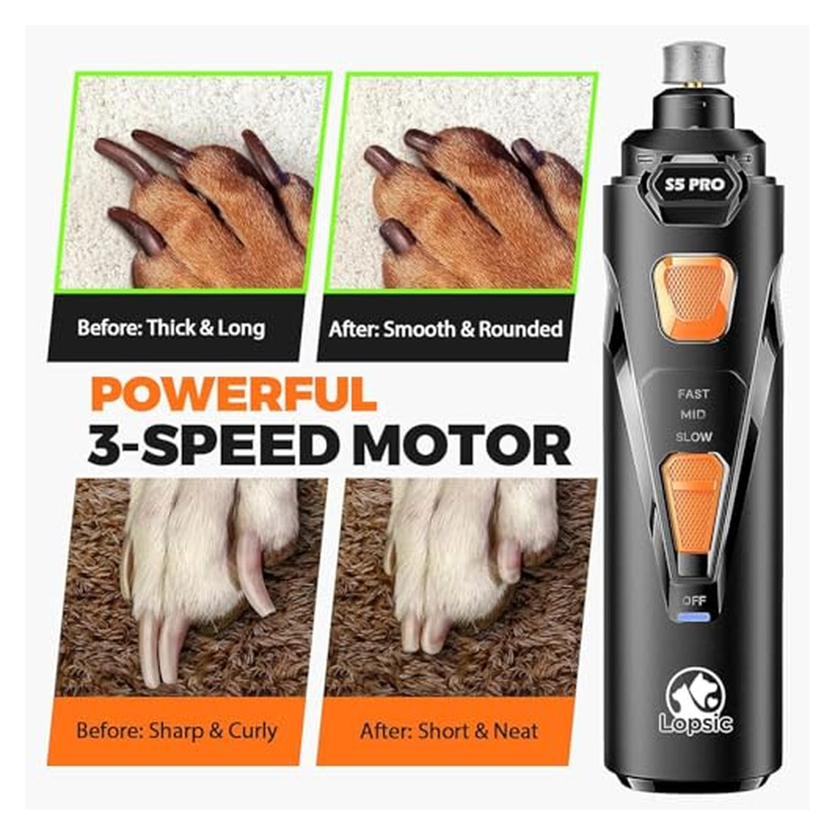 Quiet LED Dog Nail Grinder Kit – Black original product photo