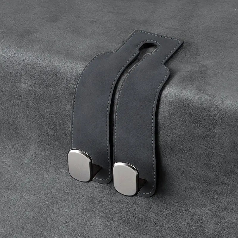 PU Leather Car Seat Back Storage Hook - Car seat hook Silver gray