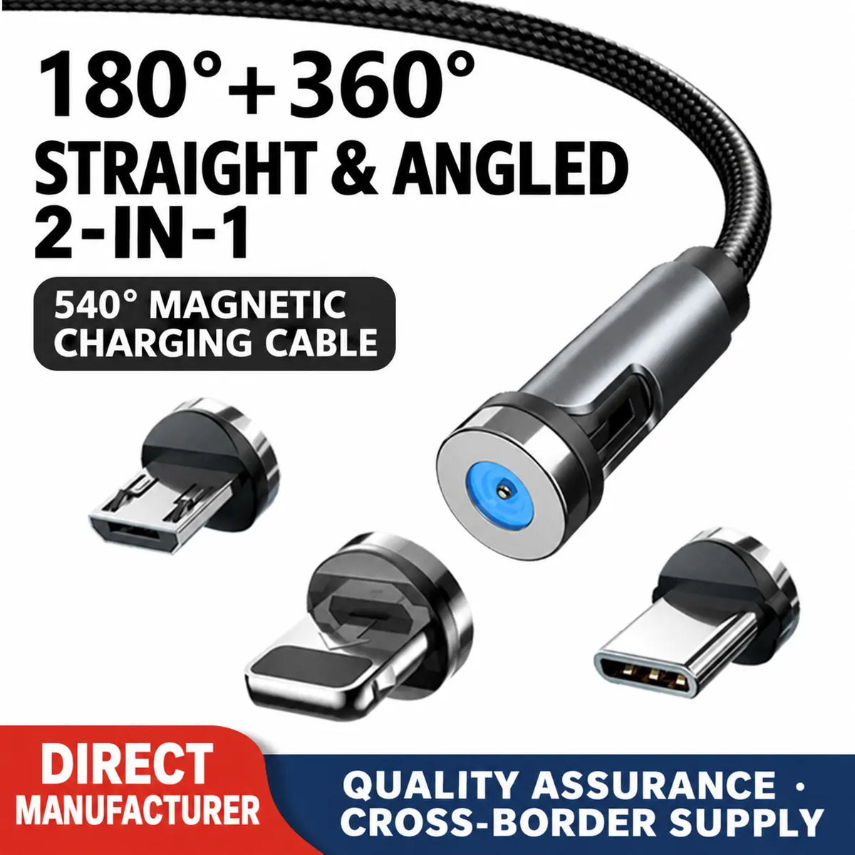 Rotating magnetic cable and included connector tips – source view 1