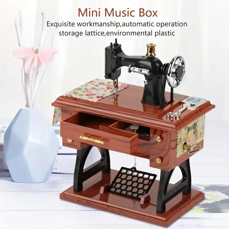 Vintage Sewing Machine Wind-Up Music Box original product photo 4