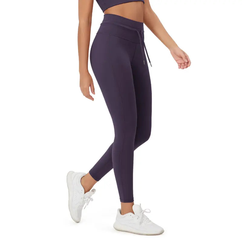 Dark Purple high-waist drawstring leggings