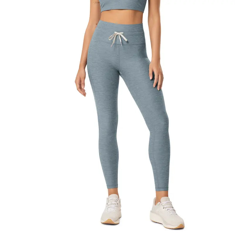 Dusty Blue Heather high-waist drawstring leggings