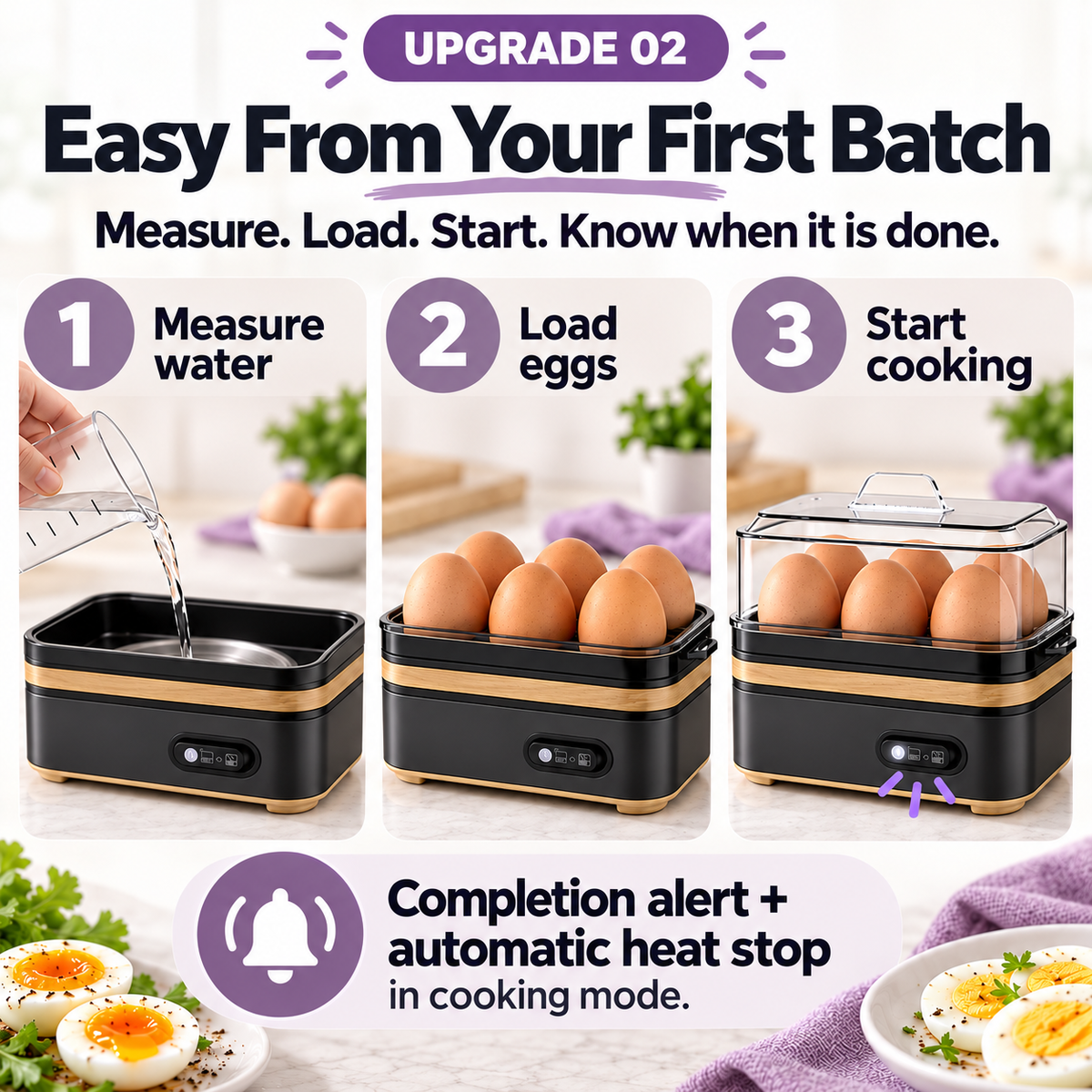 Upgrade 02: easy first use and clear completion feedback