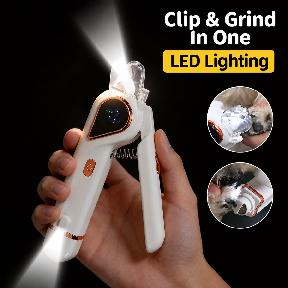 LED lighting and integrated nail grinder