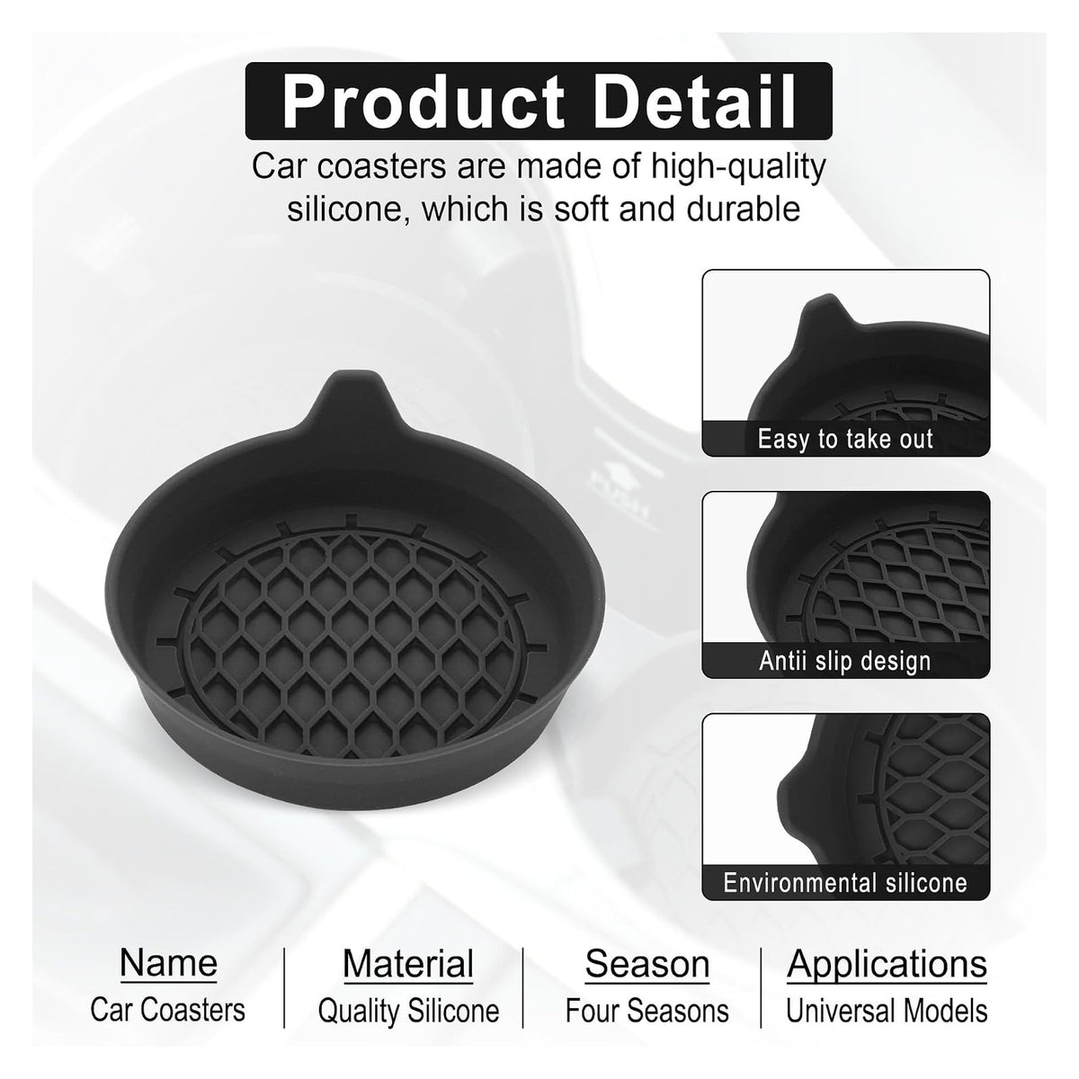 SINGARO Silicone Car Cup Holder Coasters — 16-Piece Set — shared source structure/use illustration; choose your color above