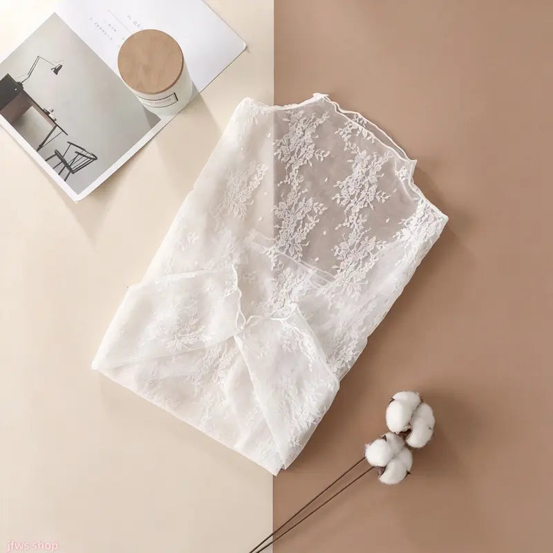 Floral Lace Layering Tops — 6-Piece Set — White original product image