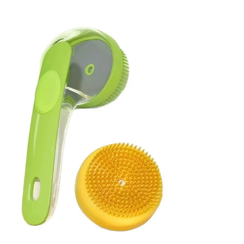Green long-handle pet bath brush