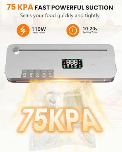 75kPa Food Vacuum Sealer with 20 Starter Bags – product view