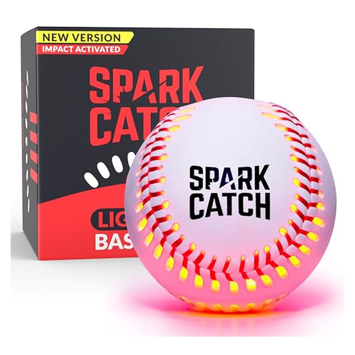 SPARK CATCH Impact-Activated Light-Up Baseball — Ruthless Red
