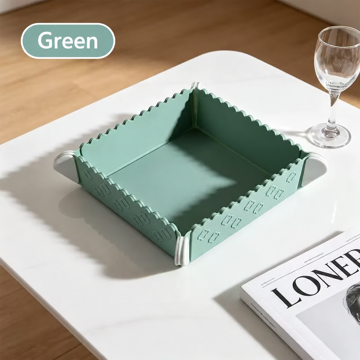 Green foldable silicone tray