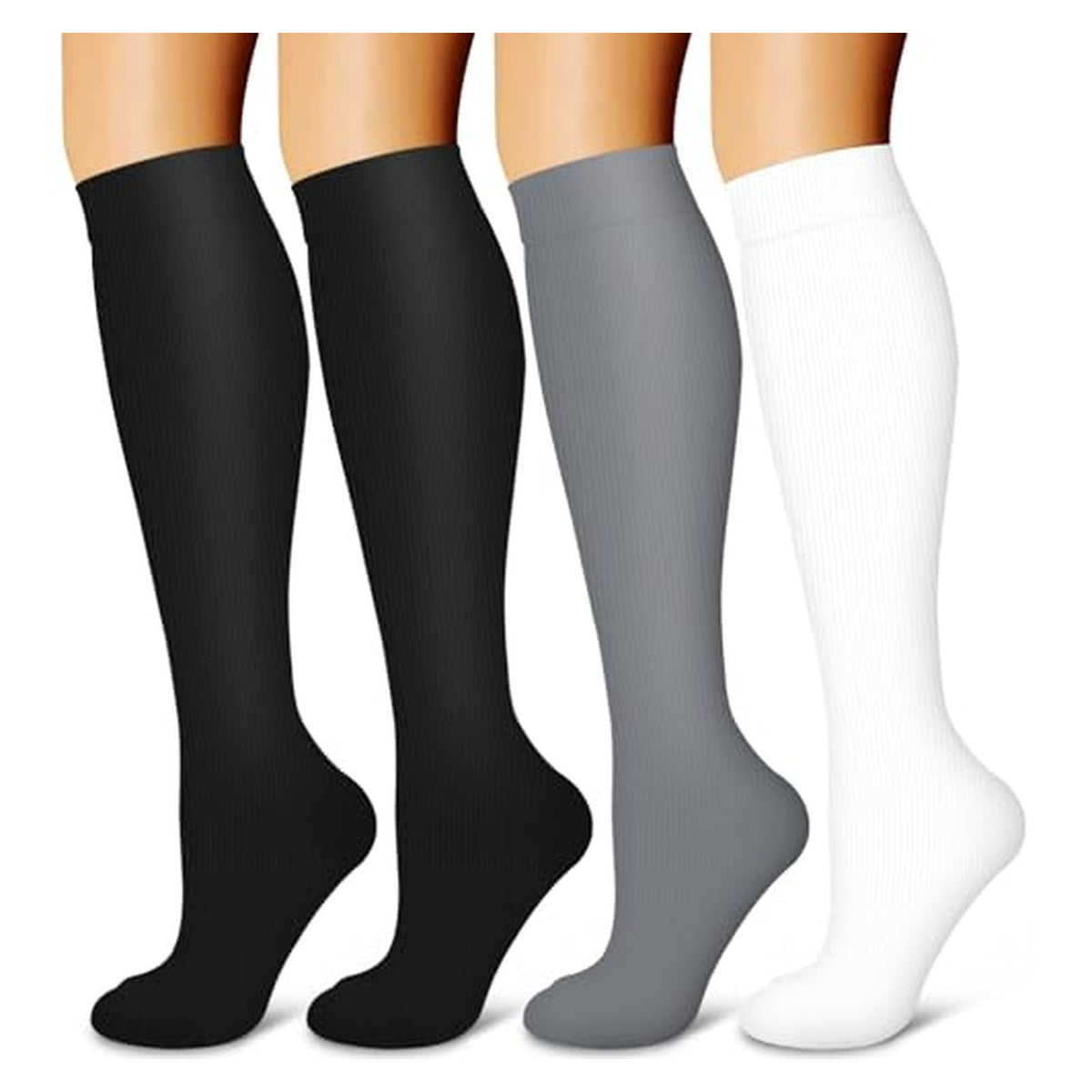 Laite Hebe Compression Socks - Four-Pair Pack — 02-black/Black/White/Grey
