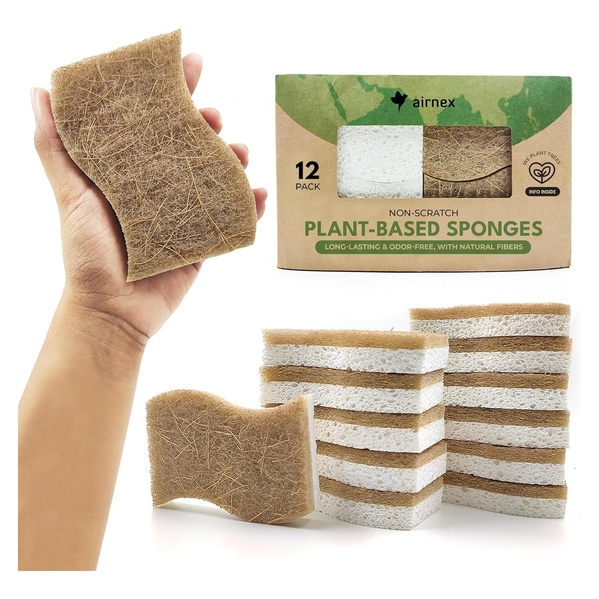Natural Cellulose and Coconut Kitchen Sponges – 24 Pack original product photo