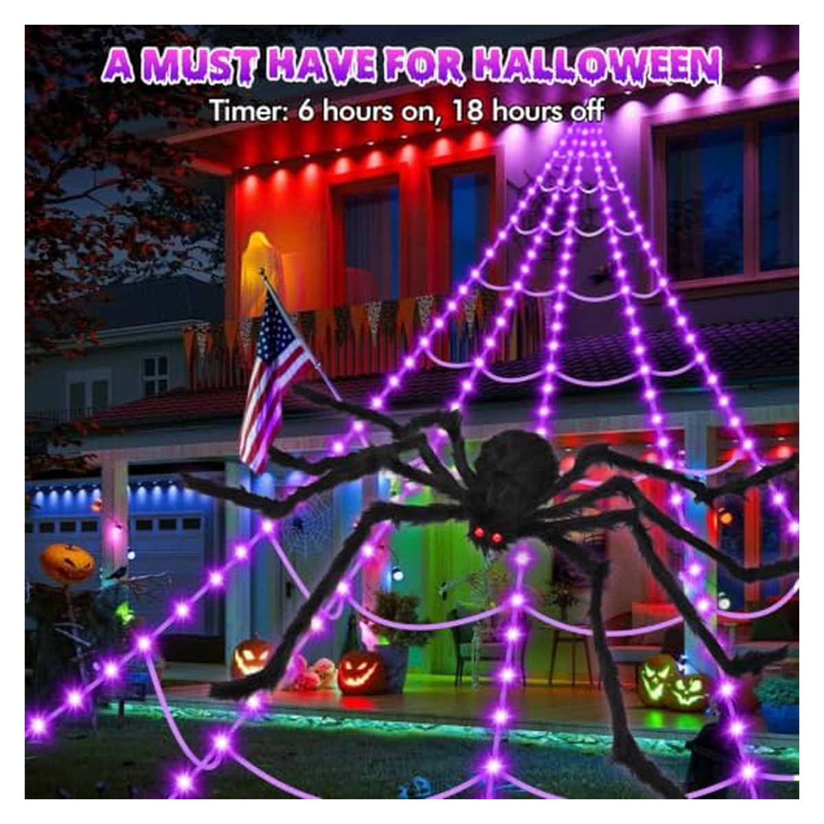 OCATO Purple LED Spider Web with Giant Spider — source image 6