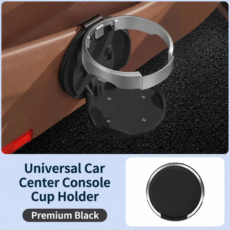 Foldable Car Cup Holder with Hook – Matching Duo – Black
