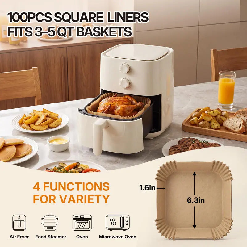 Square Air Fryer Paper Liners – 200 Sheets – product view