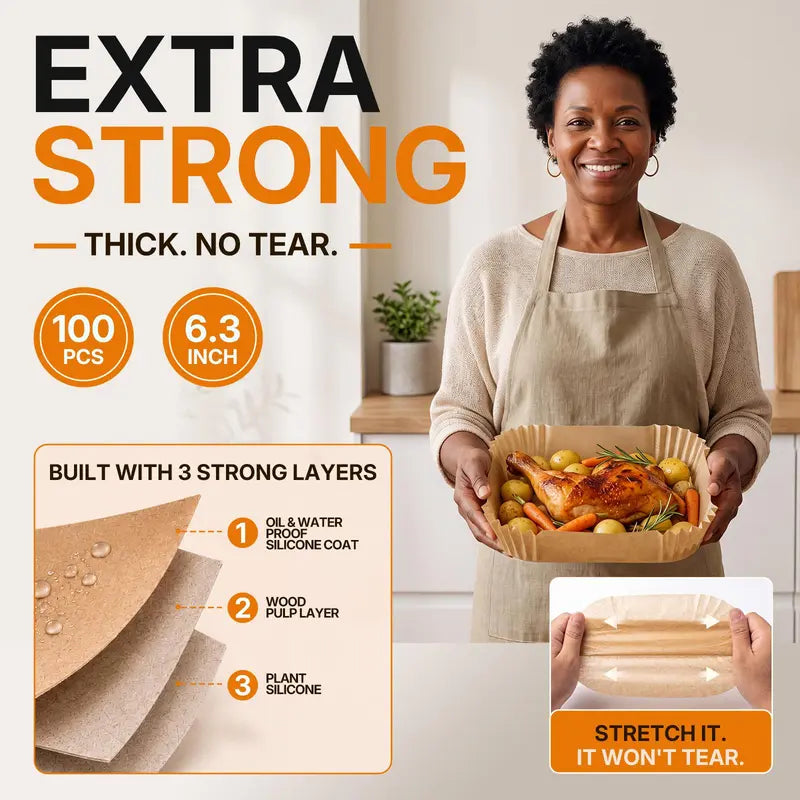 Square Air Fryer Paper Liners – 200 Sheets – product view