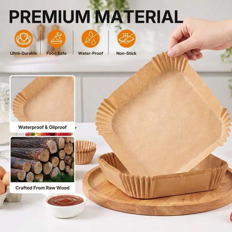 Square Air Fryer Paper Liners – 200 Sheets – product view