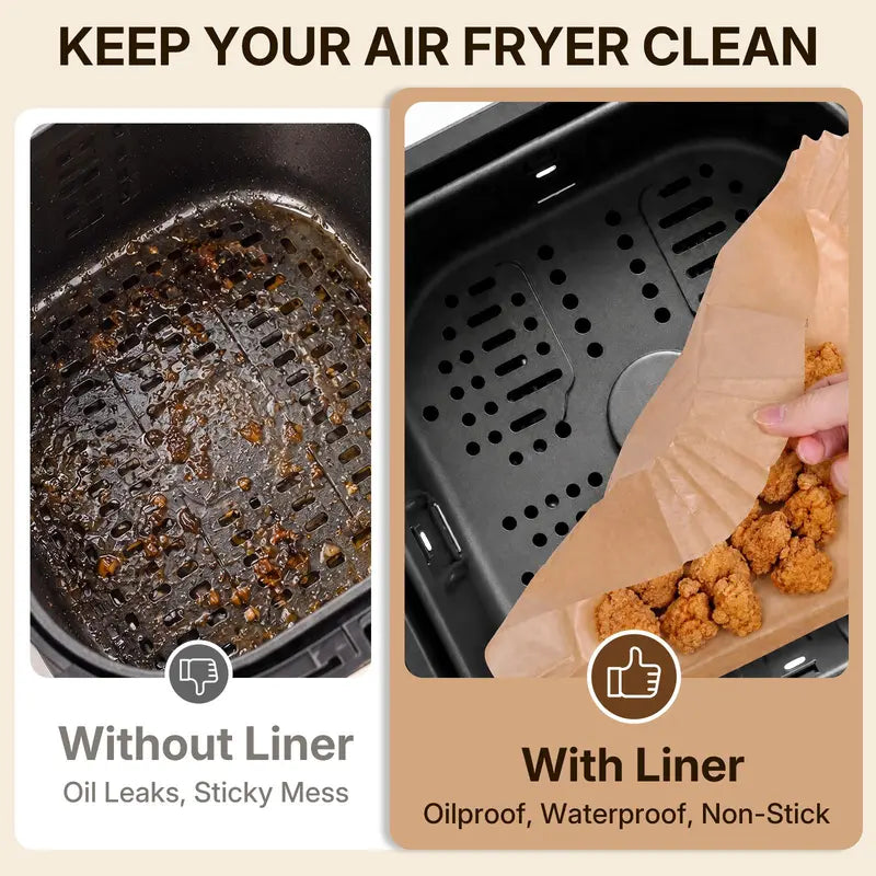 Square Air Fryer Paper Liners – 200 Sheets – product view