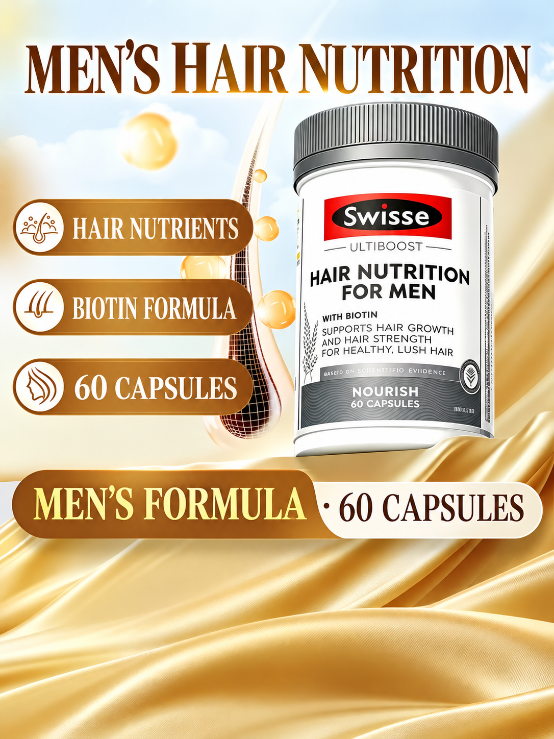 Swisse men’s hair nutrition capsules 60 count