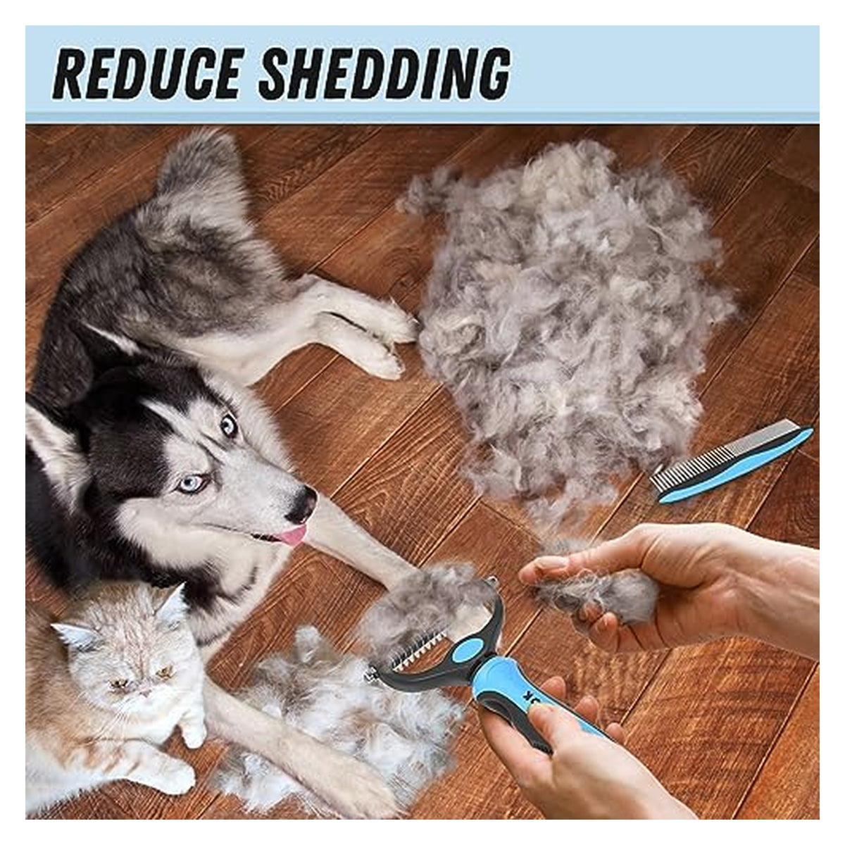 Pet Deshedding Brush and Metal Comb Sets original product photo