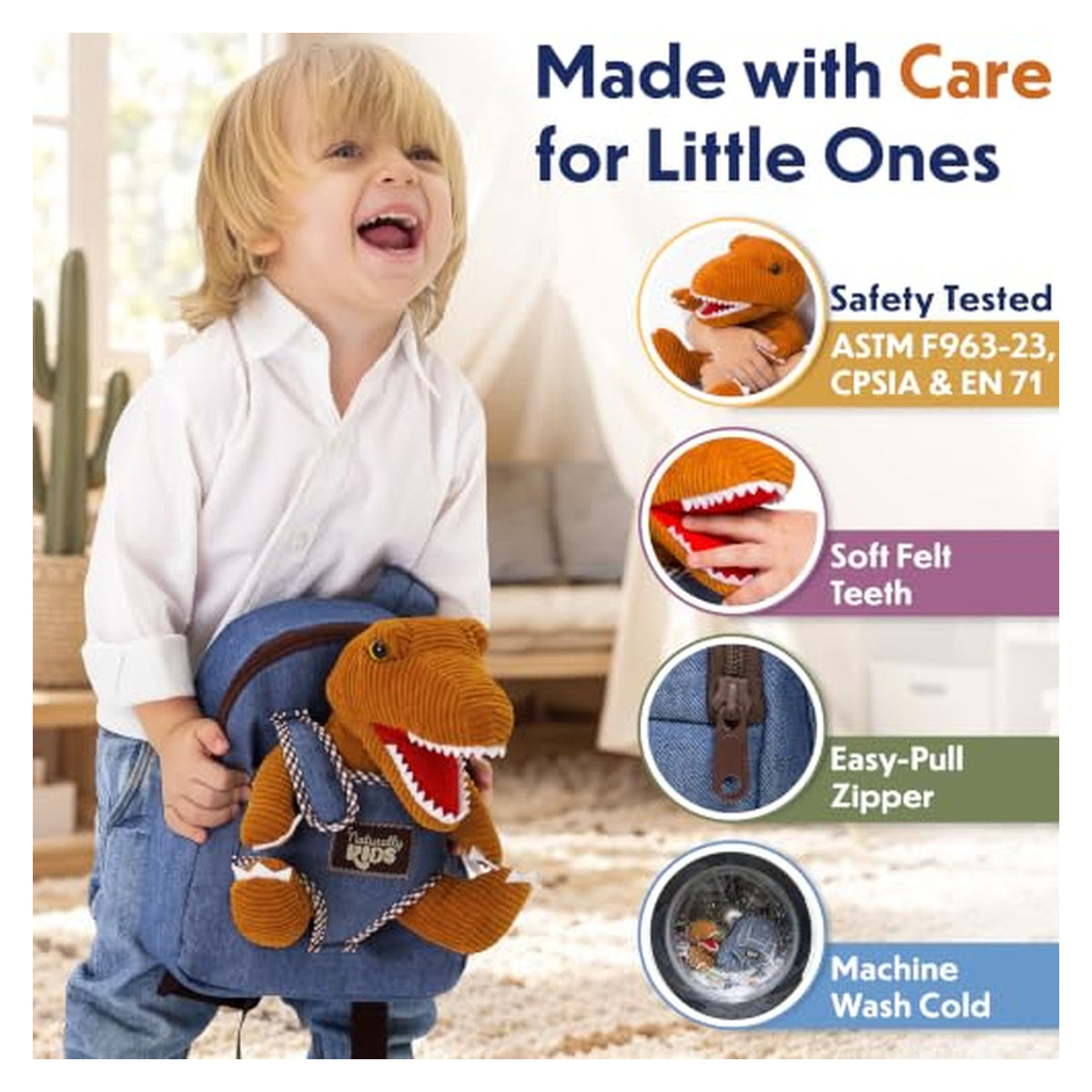 Naturally KIDS Dinosaur Backpack with Removable Plush — source image 4