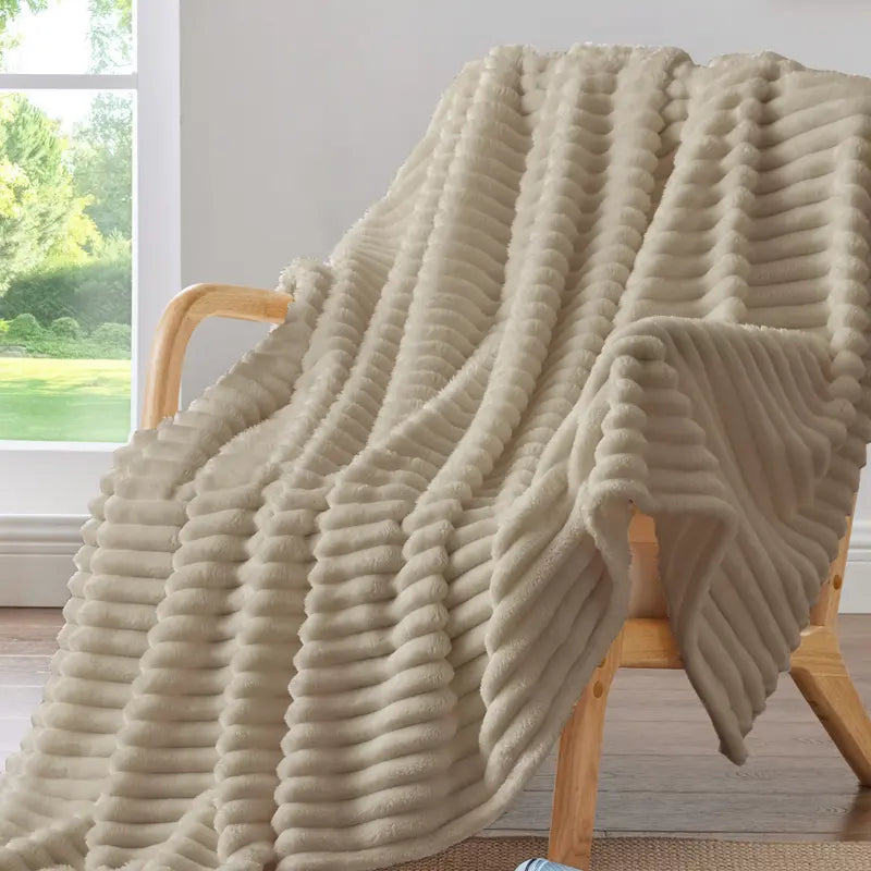 Linen BEDELITE striped fleece blanket