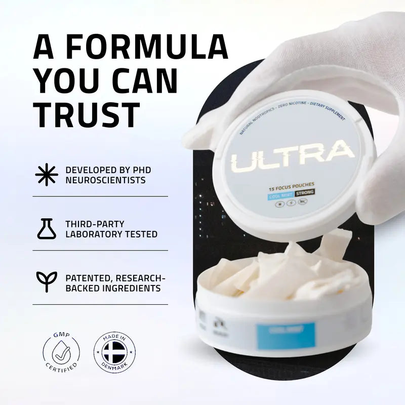 Ultra Plant-Based Nootropic Focus Pouches – Zero Nicotine Clean Energy boost