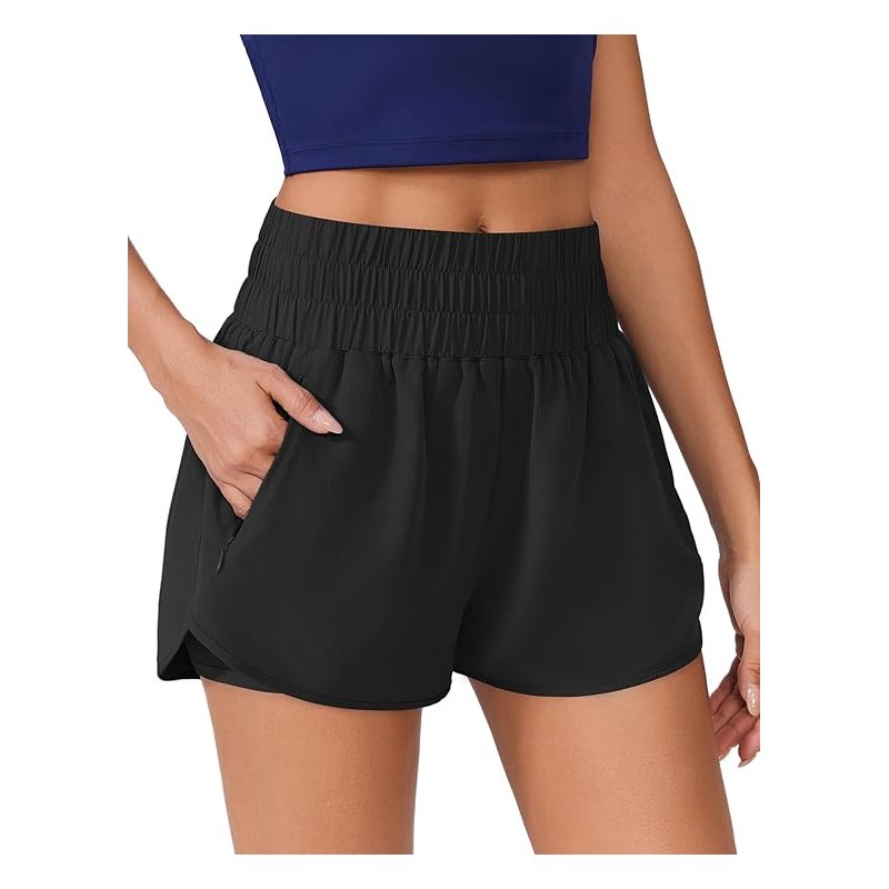 [🎁 BUY 1 GET 1 FREE] High-Waist Quick-Dry Running Shorts with Zipper Pocket & Liner