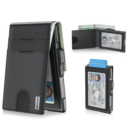 Slim Pop-Up RFID Blocking Wallet with ID Window & Cash Clip