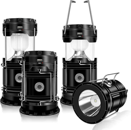 Solar Rechargeable Collapsible LED Camping Lantern & Emergency Flashlight