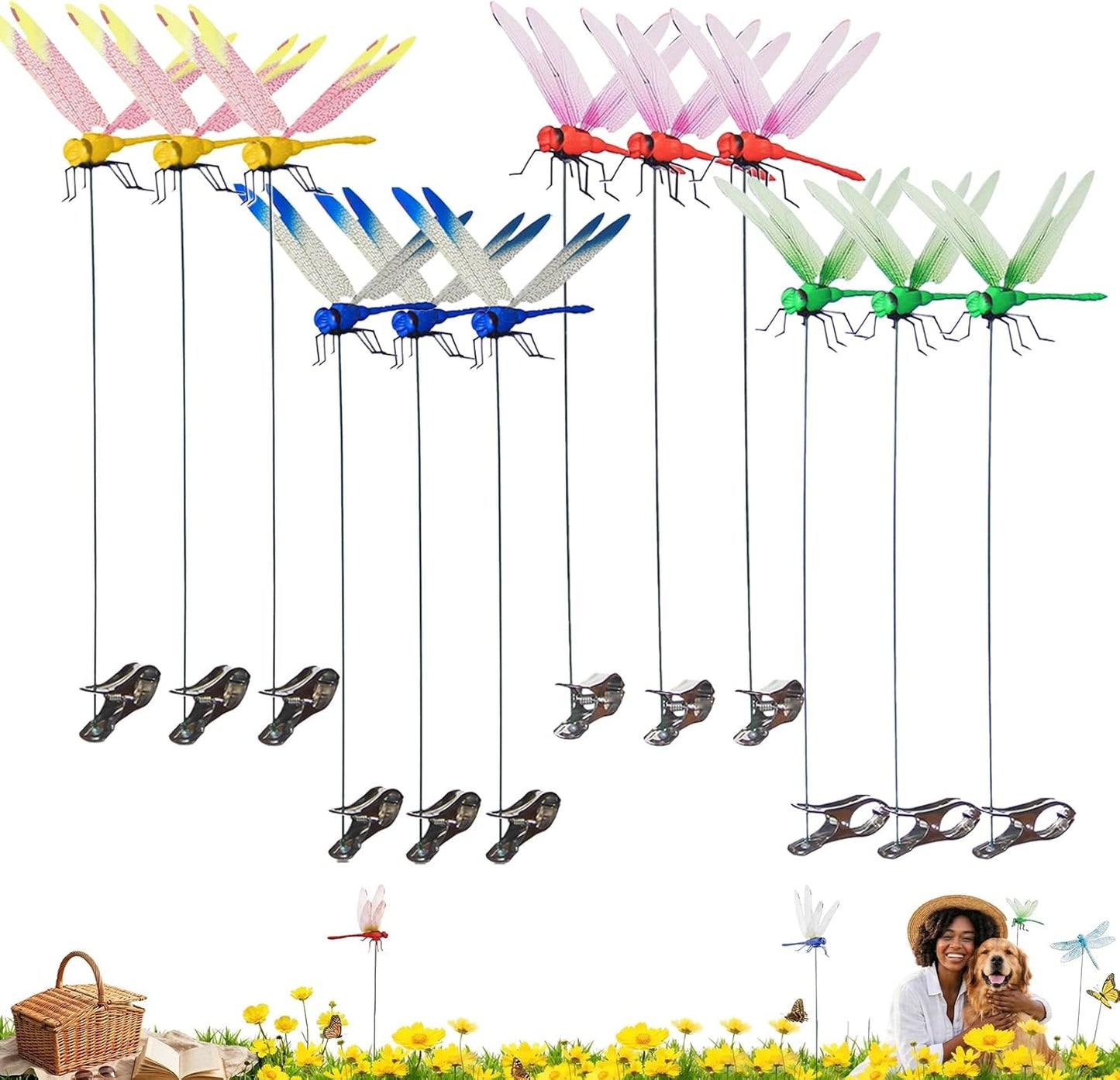 Nature's Guard: 3D Lifelike Dragonfly Deterrent & Garden Decor - 12 PCS per Pack
