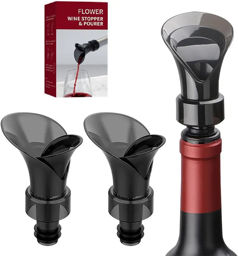 2-in-1 Petal Wine Pourer & Fresh-Keeping Stopper – Drip-Free Aerating Wine Spout