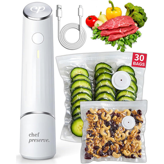 Keep Food Fresh 5X Longer With The Chef Preserve Compact Vacuum Sealer