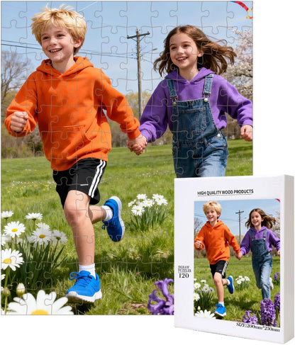 Custom Wooden Jigsaw Puzzles - 200/300/500/1000/1500 Piece Photo Gift Sets for Adults & Kids - Pet, Wedding, Family Memory Keepsake