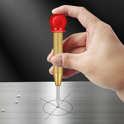 Automatic Center Punch Tool with Cushioned Red Cap for Steel, Wood & Glass