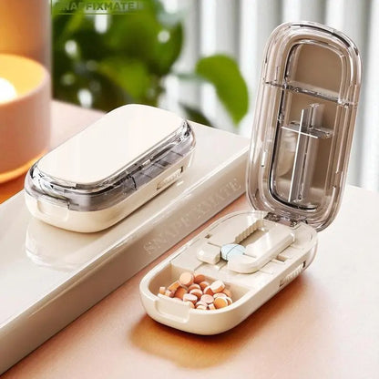 Precision Adjustable Pill Cutter & Travel Organizer Box