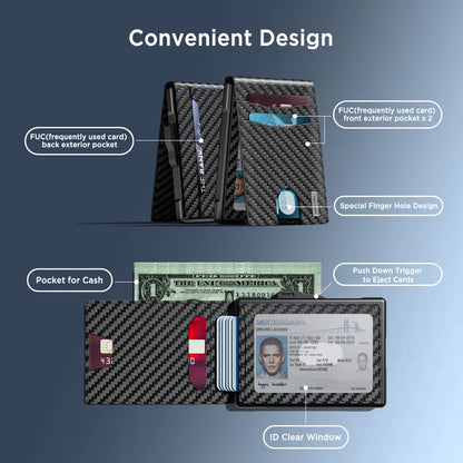 Slim Pop-Up RFID Blocking Wallet with ID Window & Cash Clip